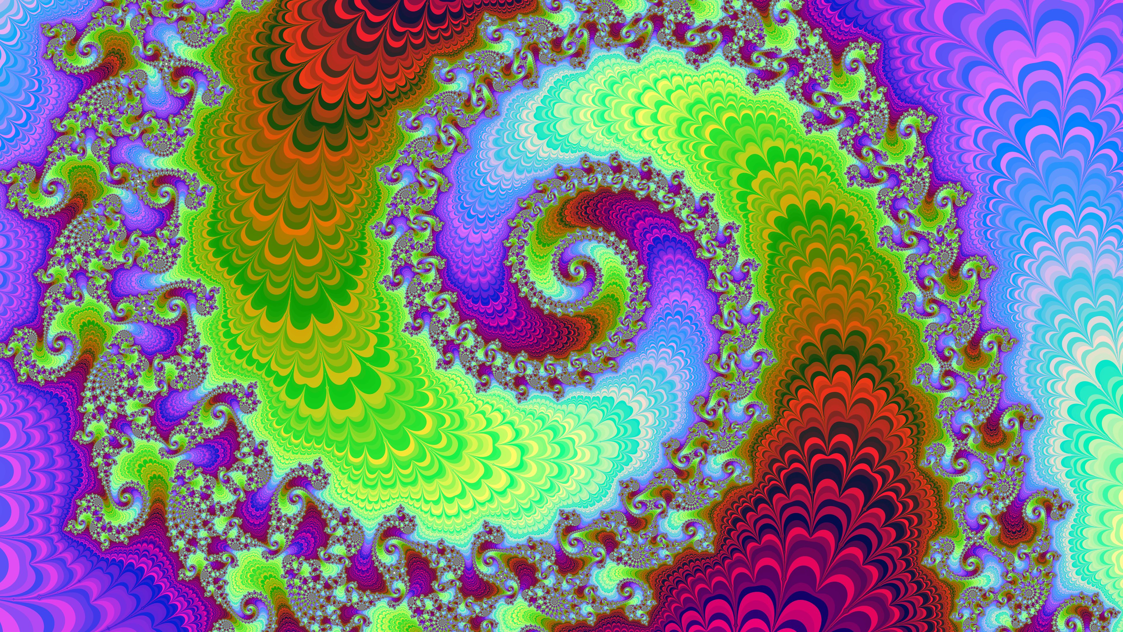 Download wallpaper 3840x2160 spiral, rotation, optical illusion,  multicolored 4k uhd 16:9 hd background