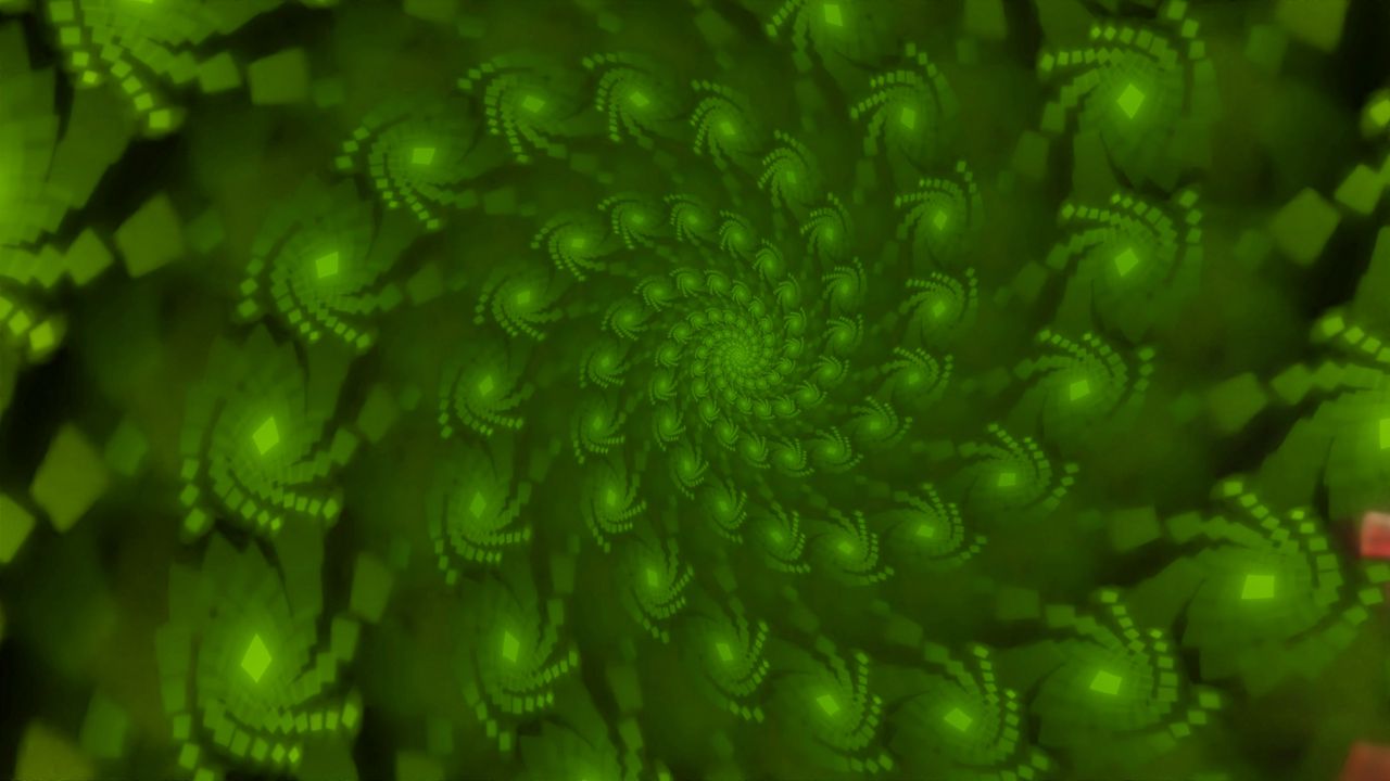 Wallpaper spiral, shapes, background, green, abstraction