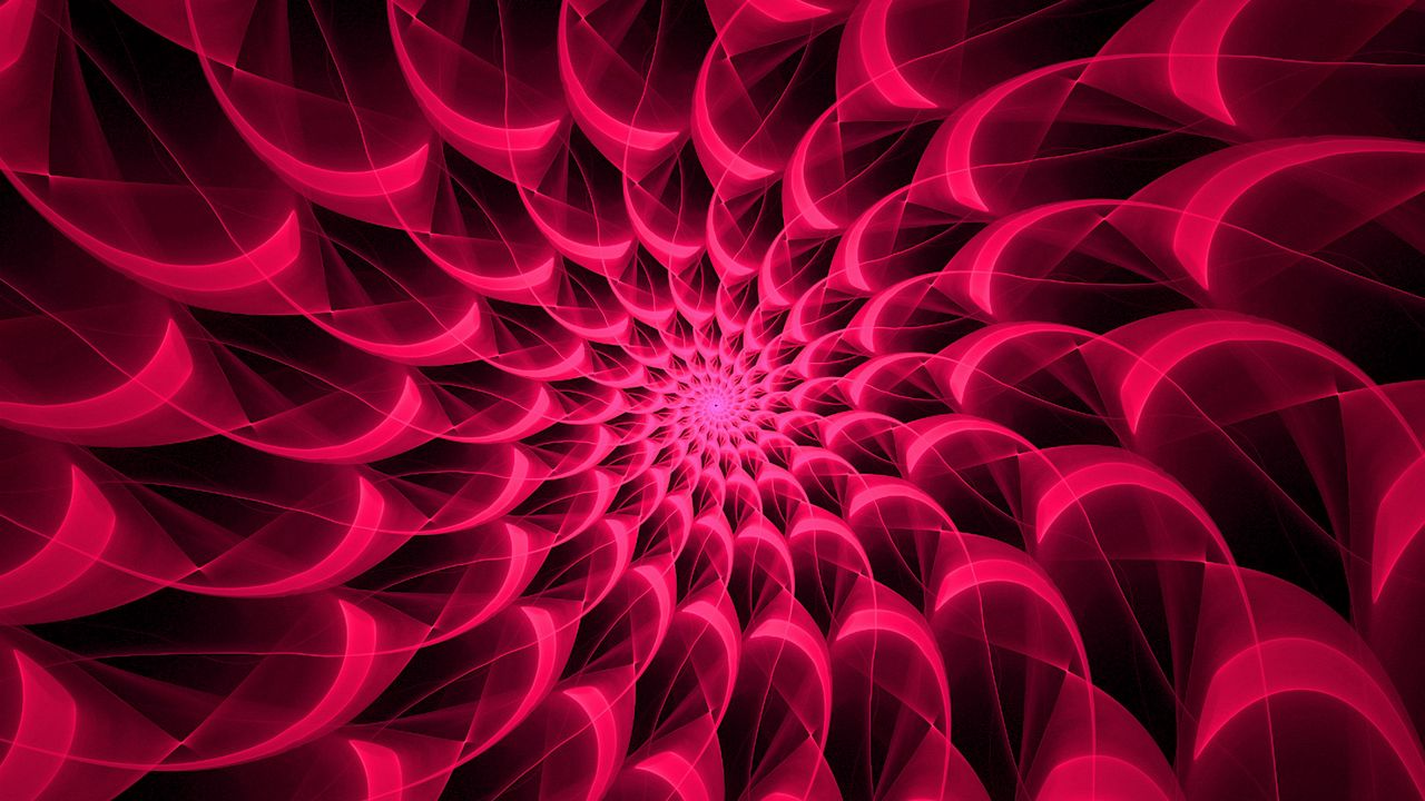 Wallpaper spiral, swirling, pink, glow, fractal