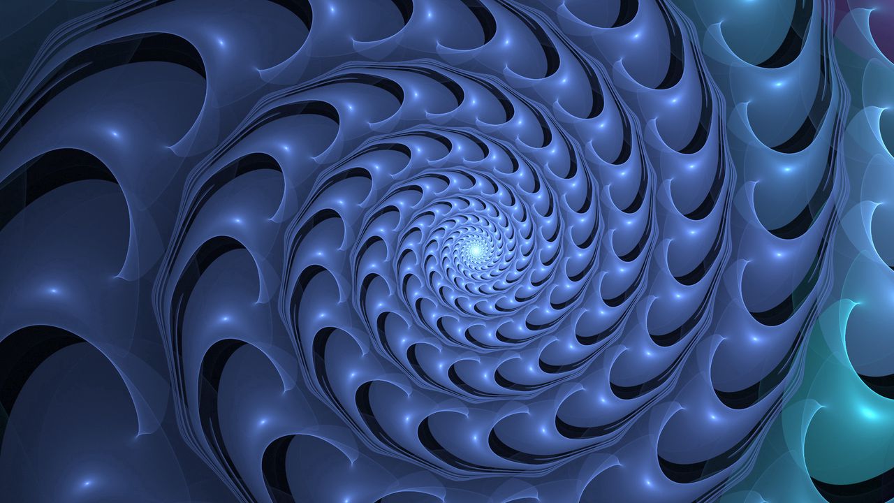 Wallpaper spiral, swirling, rotation, fractal, blue