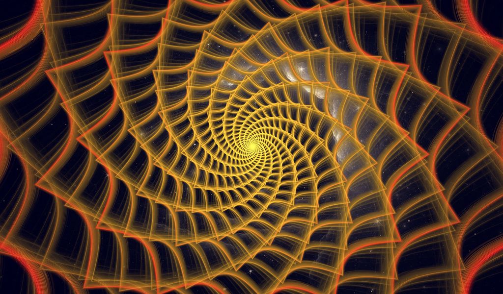 1024x600 Wallpaper spiral, twisted, tangled, fractal, abstraction