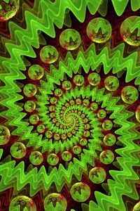 Preview wallpaper spiral, zigzags, circles, abstraction, green