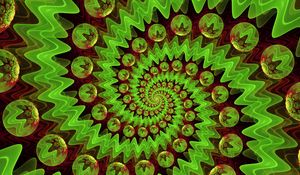 Preview wallpaper spiral, zigzags, circles, abstraction, green