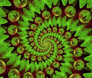 Preview wallpaper spiral, zigzags, circles, abstraction, green