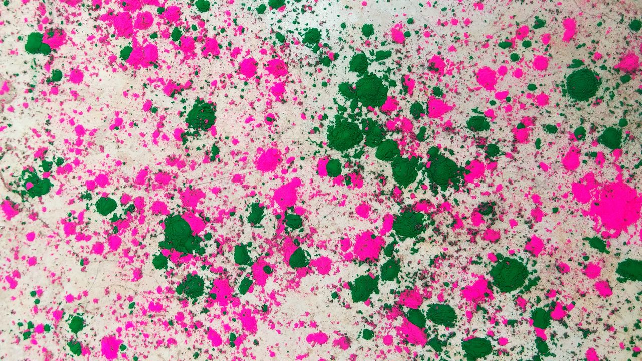 Wallpaper splashes, stains, paint, green, pink