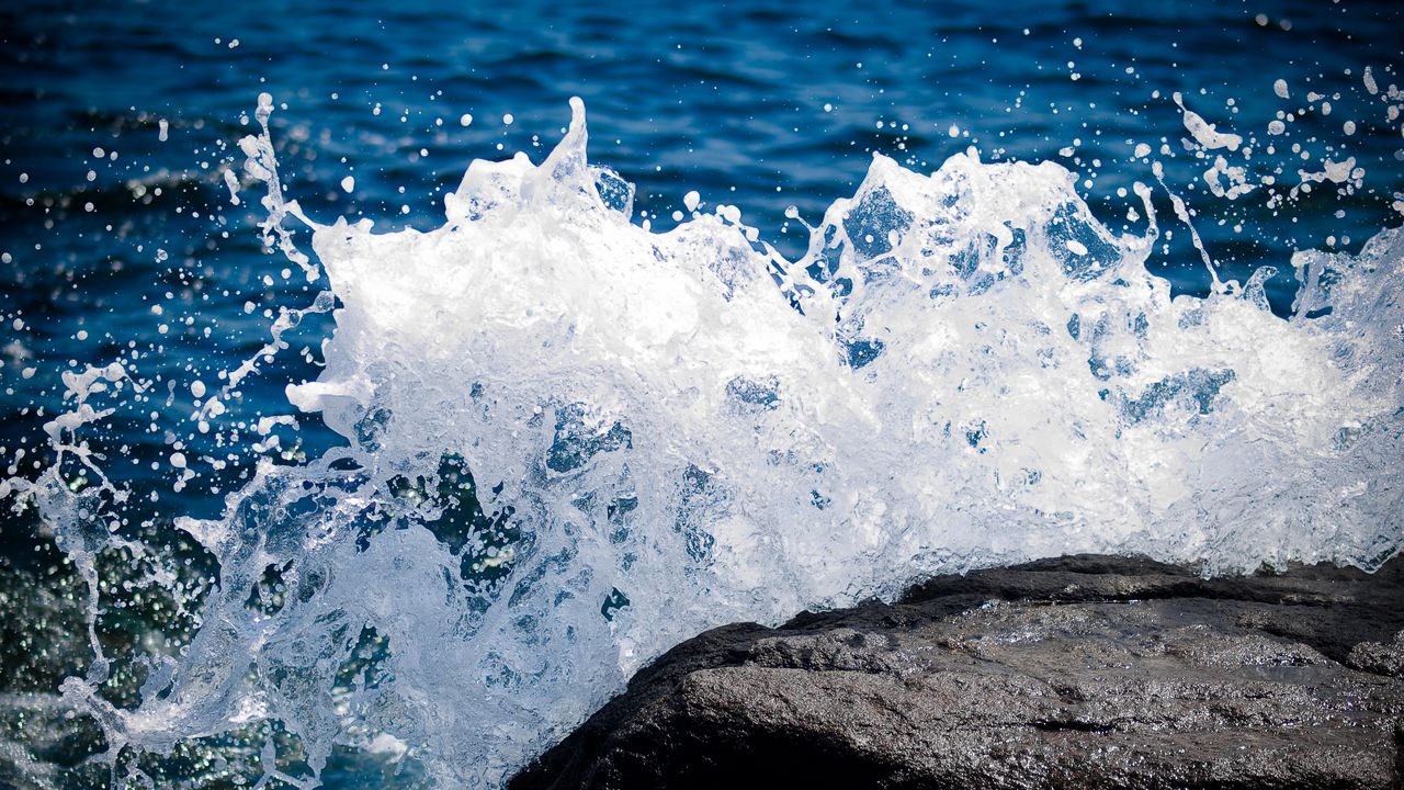 Wallpaper splashes, waves, sea, water, stone