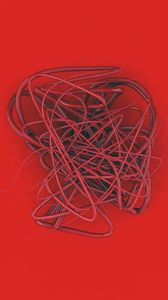 Preview wallpaper spline, wire, tangled, red, curls