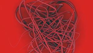 Preview wallpaper spline, wire, tangled, red, curls