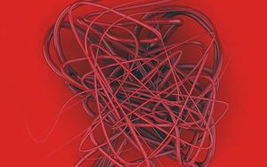 Preview wallpaper spline, wire, tangled, red, curls