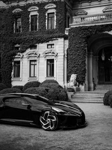 Preview wallpaper sports car, bw, car, side view, black