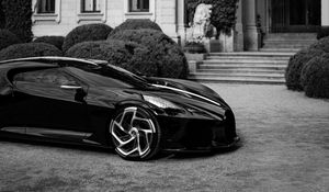 Preview wallpaper sports car, bw, car, side view, black