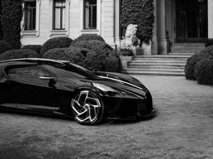 Preview wallpaper sports car, bw, car, side view, black