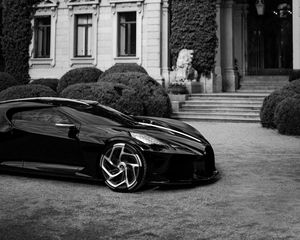 Preview wallpaper sports car, bw, car, side view, black