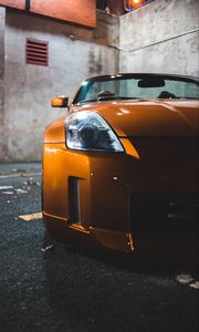 Preview wallpaper sports car, car, front view, yellow