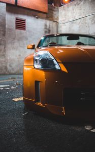 Preview wallpaper sports car, car, front view, yellow