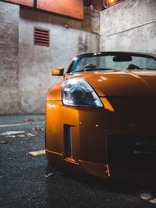 Preview wallpaper sports car, car, front view, yellow