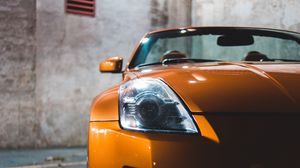 Preview wallpaper sports car, car, front view, yellow