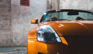 Preview wallpaper sports car, car, front view, yellow