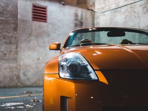 Preview wallpaper sports car, car, front view, yellow