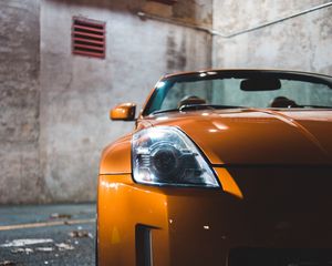 Preview wallpaper sports car, car, front view, yellow