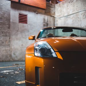 Preview wallpaper sports car, car, front view, yellow