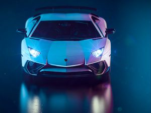 Preview wallpaper sports car, car, headlight, glow