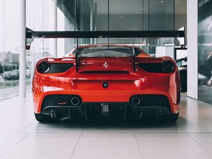 Preview wallpaper sports car, car, rear view, red