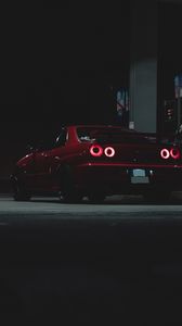 Preview wallpaper sports car, car, rear view, red, dark
