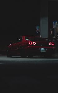 Preview wallpaper sports car, car, rear view, red, dark