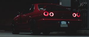 Preview wallpaper sports car, car, rear view, red, dark