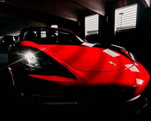 Preview wallpaper sports car, car, red, headlight