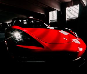 Preview wallpaper sports car, car, red, headlight