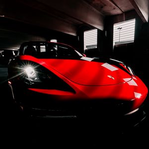 Preview wallpaper sports car, car, red, headlight