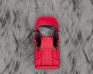 Preview wallpaper sports car, car, red, aerial view