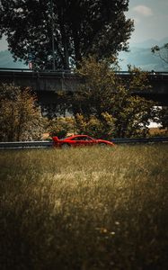 Preview wallpaper sports car, car, side view, spoiler, red