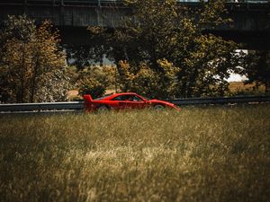 Preview wallpaper sports car, car, side view, spoiler, red