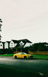 Preview wallpaper sports car, car, side view, yellow, street