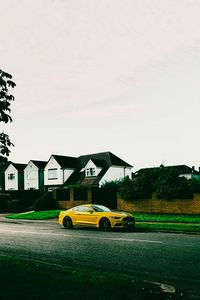Preview wallpaper sports car, car, side view, yellow, street
