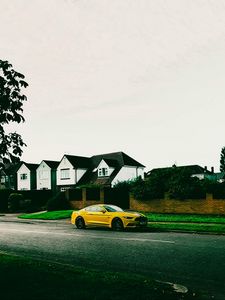 Preview wallpaper sports car, car, side view, yellow, street