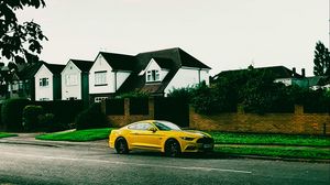 Preview wallpaper sports car, car, side view, yellow, street