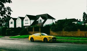 Preview wallpaper sports car, car, side view, yellow, street