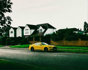 Preview wallpaper sports car, car, side view, yellow, street