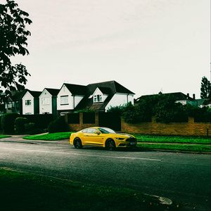 Preview wallpaper sports car, car, side view, yellow, street