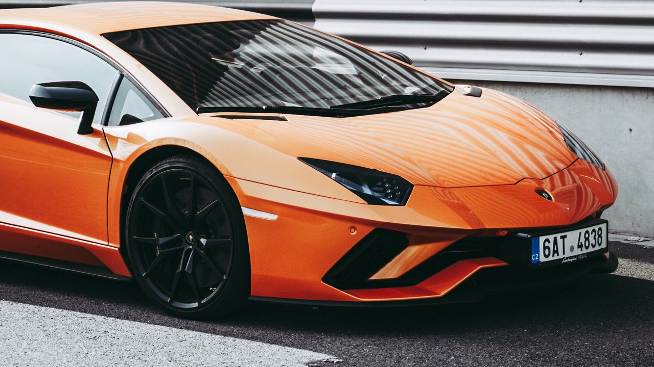 Wallpaper sports car, side view, orange, stylish