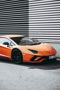 Preview wallpaper sports car, side view, orange, stylish