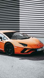 Preview wallpaper sports car, side view, orange, stylish