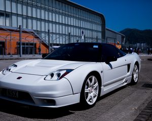 Preview wallpaper sports car, side view, white