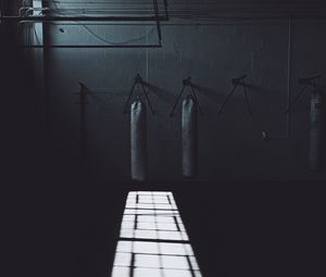 Preview wallpaper sports hall, punching bag, shadow, dark