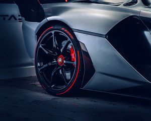 Preview wallpaper sportscar, gray, car, wheel, side view