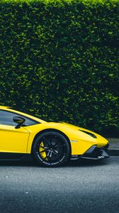 Preview wallpaper sportscar, yellow, side view, wheel, power, speed